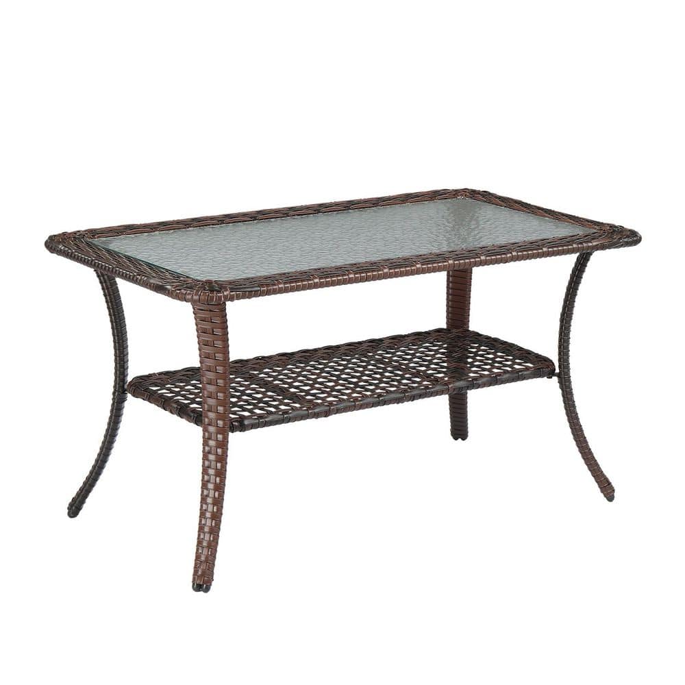 Square Brown Wicker Outdoor Side Table with Shelf price history on PriceWatchPro
