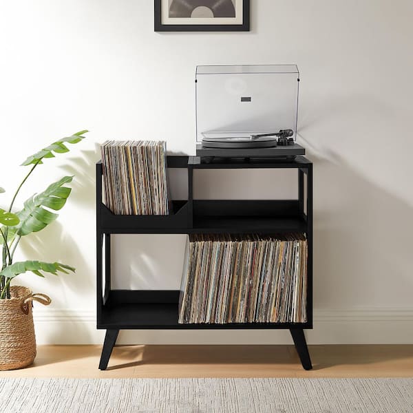 CROSLEY FURNITURE Asheville Black Medium Record Storage Console