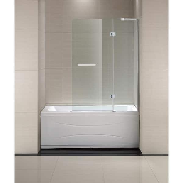 Schon Mia 40 in. W x 55 in. H Pivot Tub Door in Chrome with Clear Glass