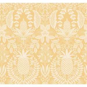 Pineapple Damask Yellow Matte Non-Pasted Wallpaper