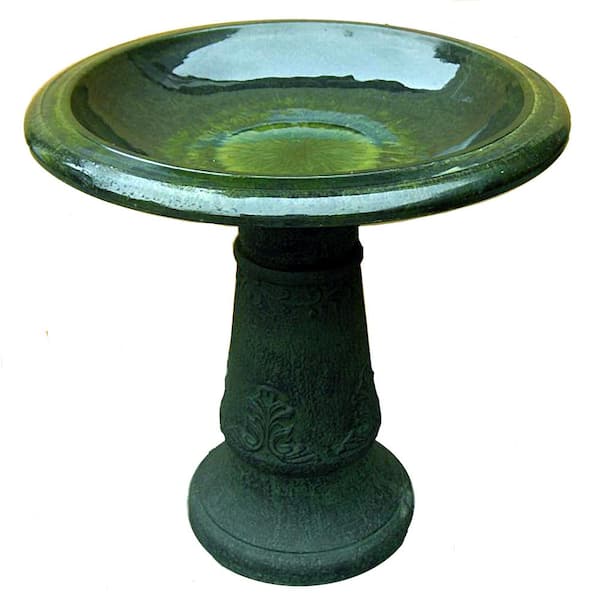 Exaco 20.5 in. H x 20 in. W Endura Clay Bird Bath Green