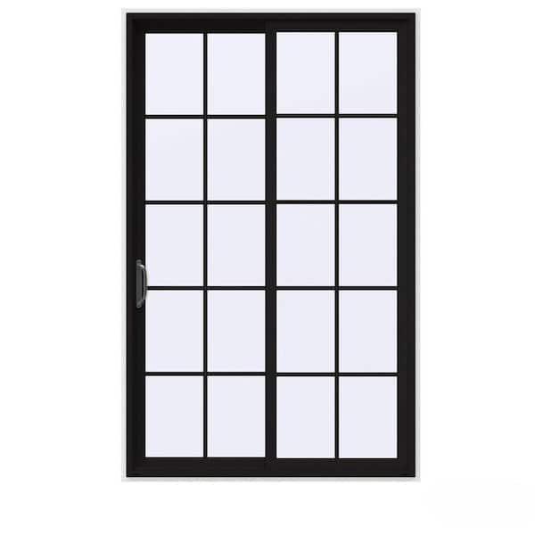 JELD-WEN 60 in. x 96 in. V-4500 Contemporary Black FiniShield Vinyl Left-Hand 10 Lite Sliding Patio Door w/White Interior