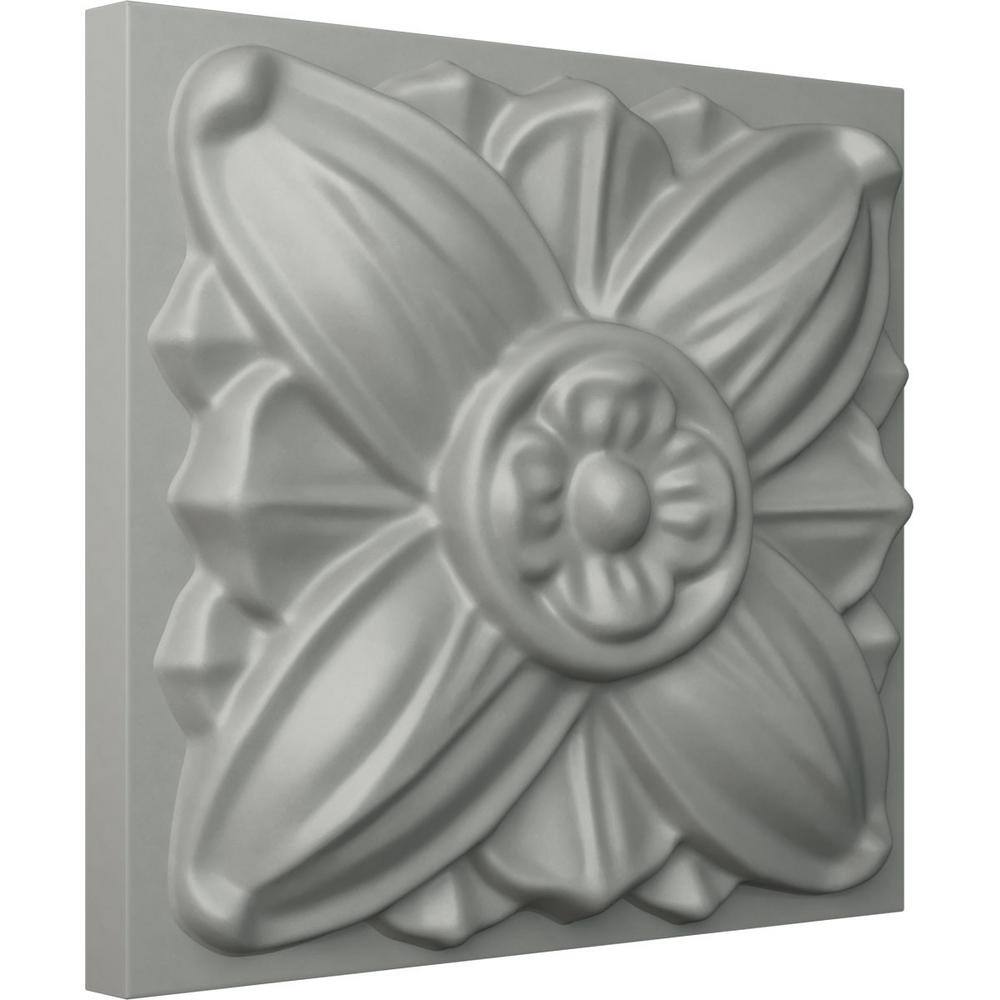 Primed White Square Floral Rosette Crown Molding