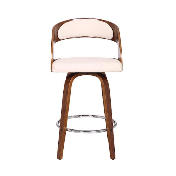 Armen Living Shelly 37 in. H Cream Low Back Wood Bar Stool with
