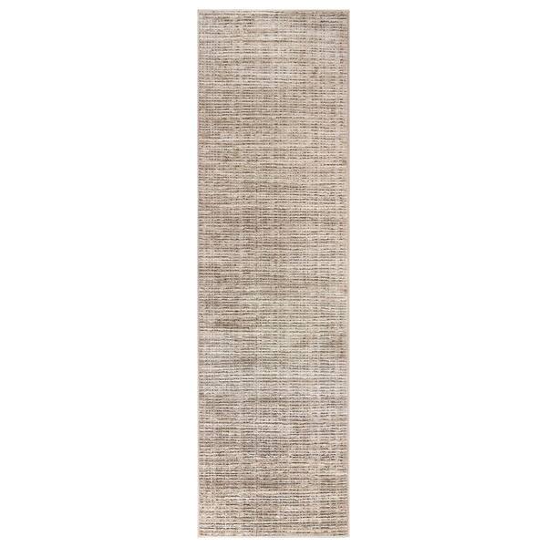 Striped Abxture Linen Indoor High-Low Runner Rug 2 ft. x 12 ft. Beige