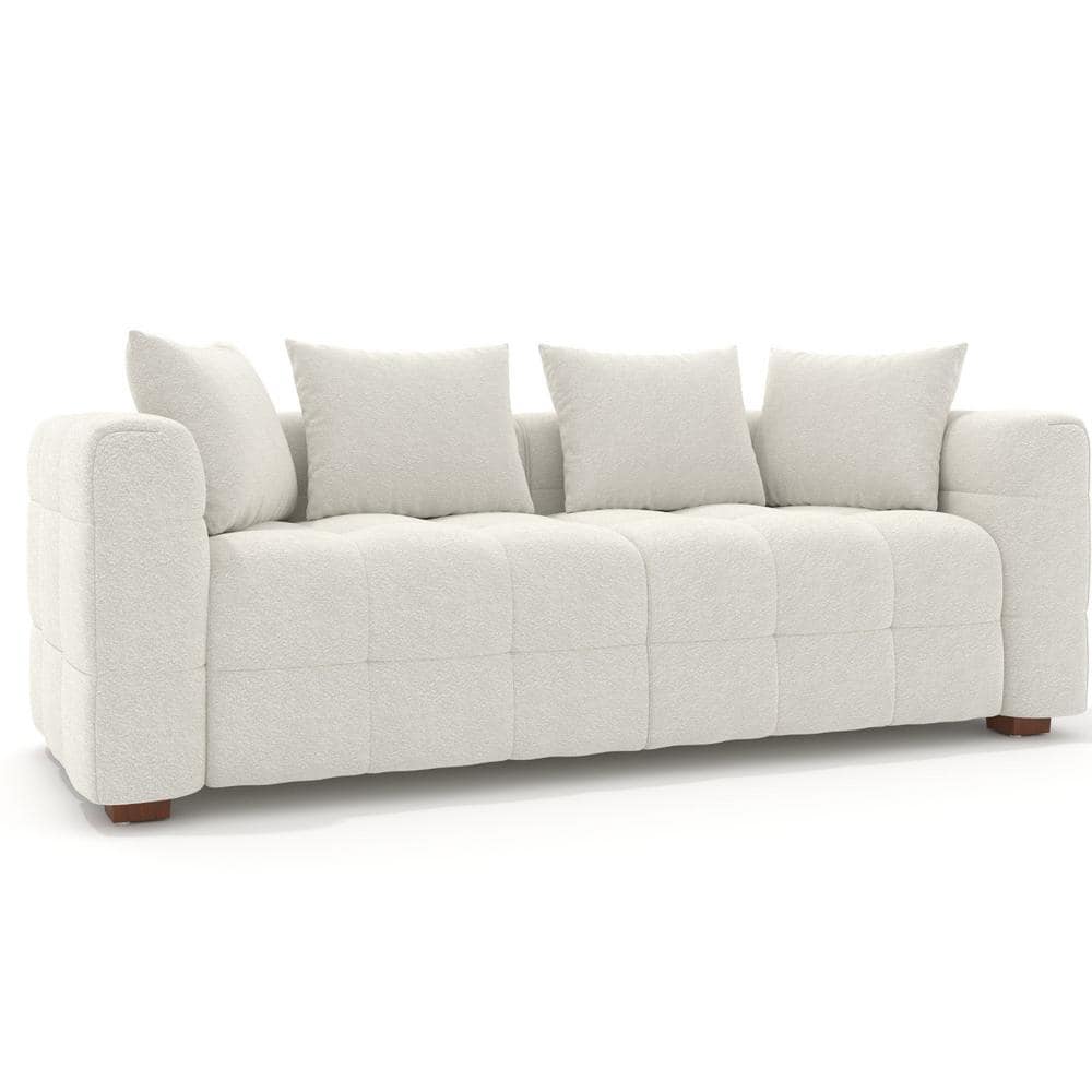 Bestier 81 inch. Wide Fabric 4 Pillow Large 3Seat Arc Design Sofa
