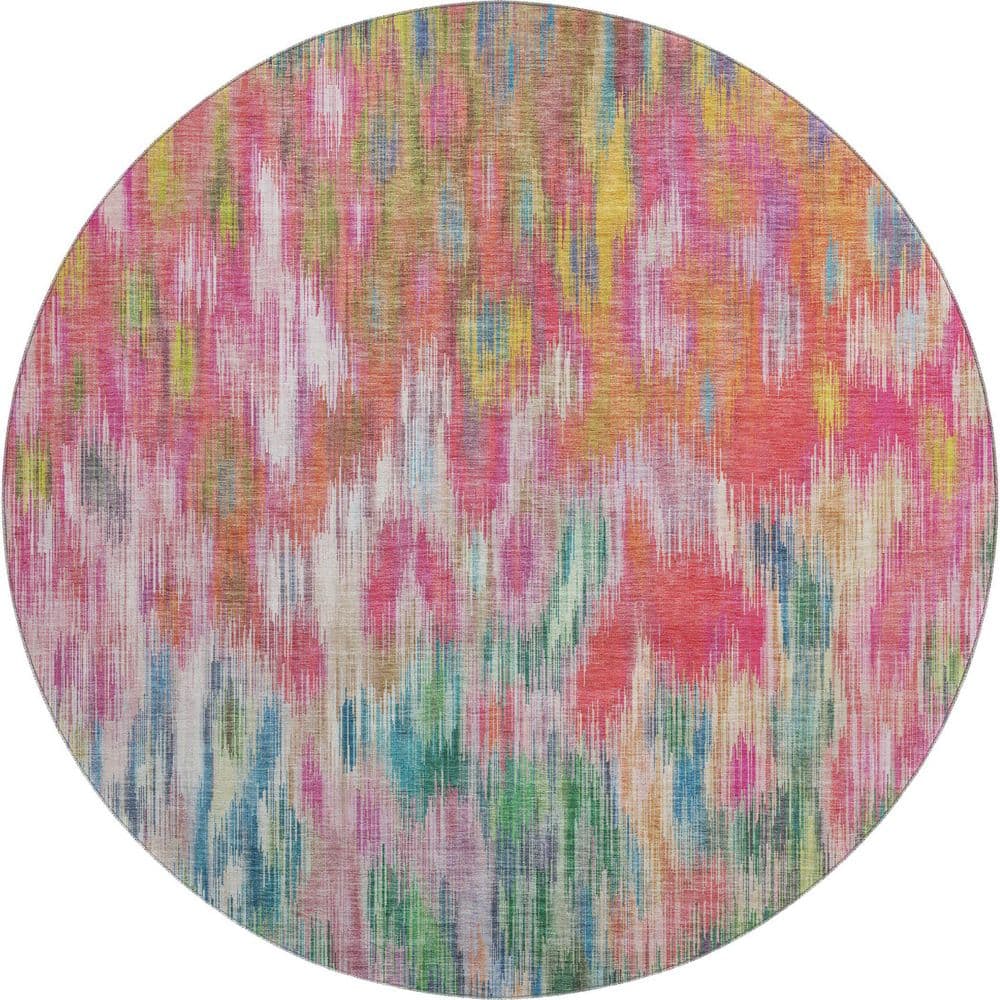 Mayfield Premium Machine Washable Abstract AMF2129 Pink 8 ft. x 8 ft. Round Rug price history on PriceWatchPro