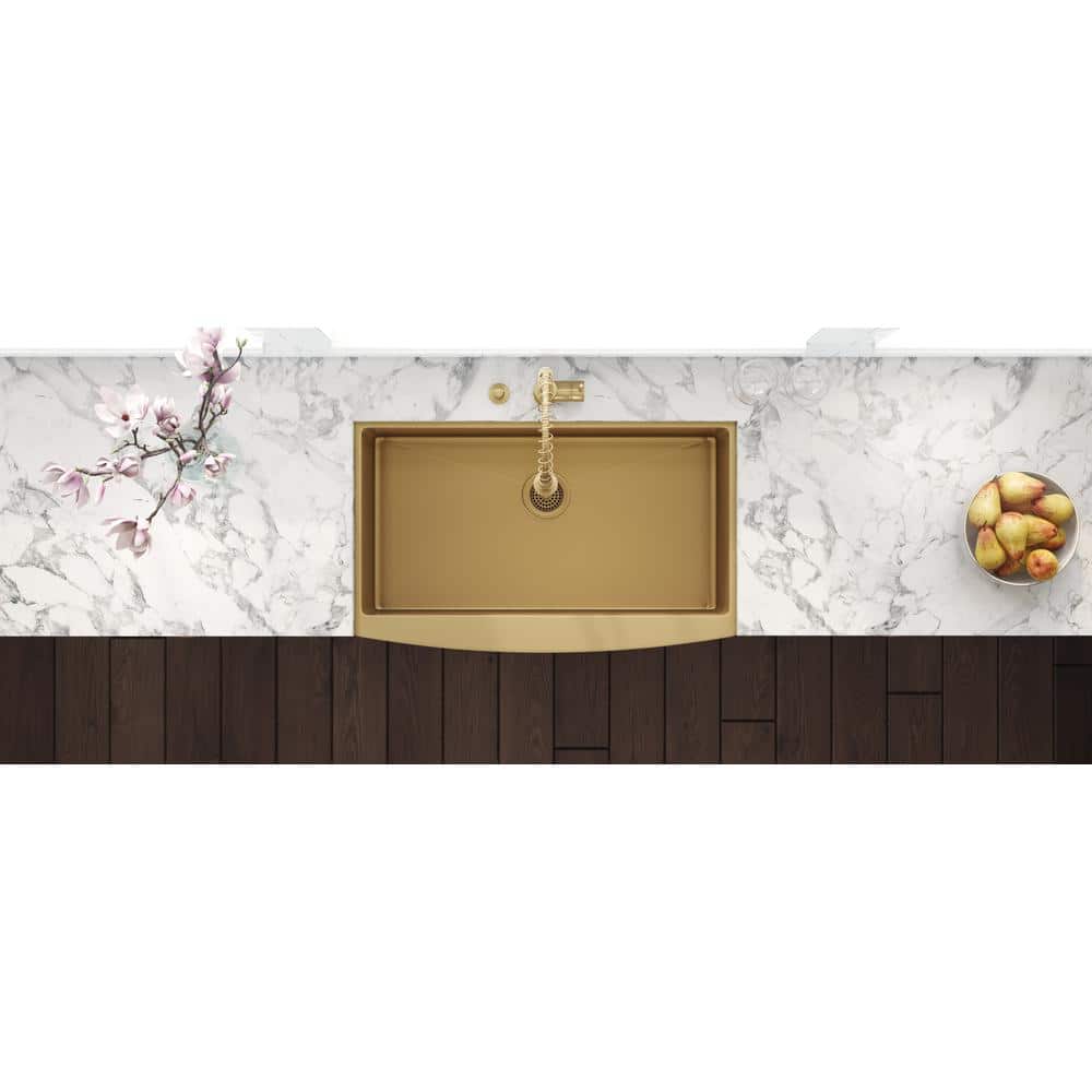 Matte Gold Stainless Steel Farmhouse Apron-Front Kitchen Sink