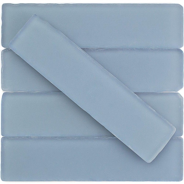 Ivy Hill Tile Ocean Cloud Beached Frosted Glass 2 in. x 8 in. Subway Tile Sample