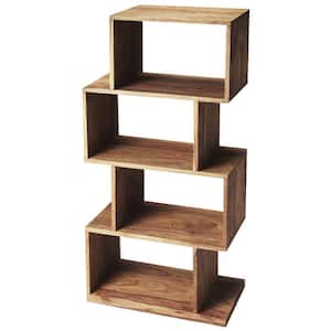 47.5 in. Brown Wood 4-shelf Etagere Bookcase with Open Back