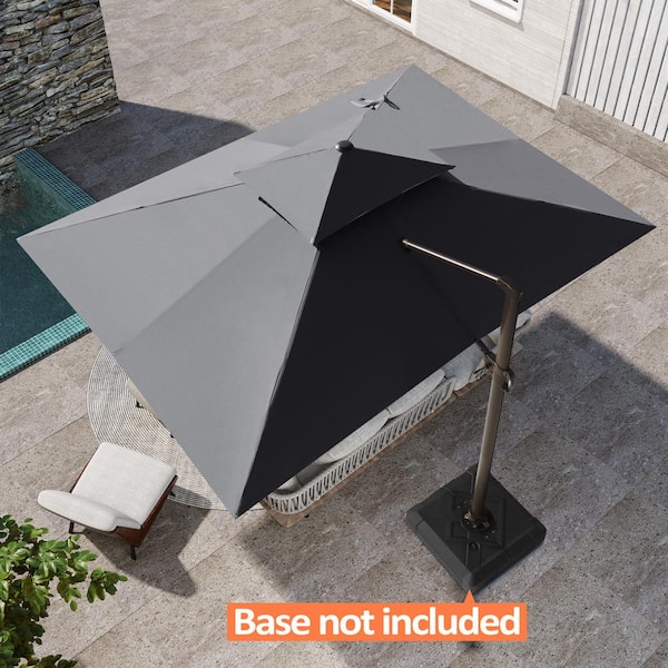 Double Top 13 ft. x 10 ft. Rectangular Aluminum Heavy-Duty 360° Rotation Cantilever Patio Umbrella in Dark Gray