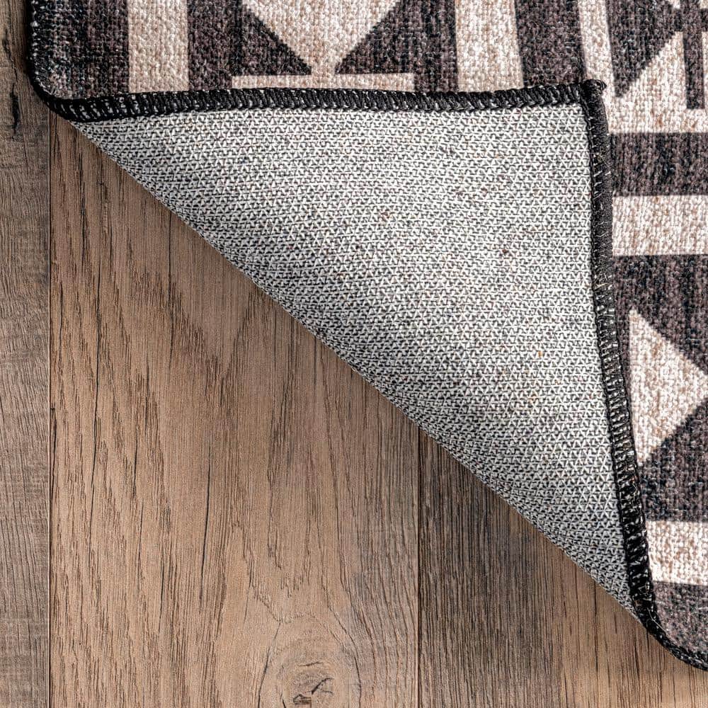 Beige Southwestern Medallion Washable Runner Rug