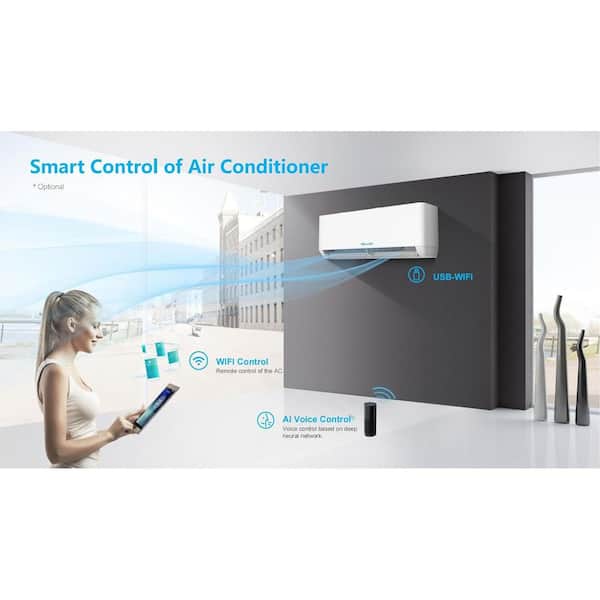 36,000 BTU 17 SEER2, 230-Volt, 1800 sq. ft. Inverter Wi-Fi Ductless Mini Split AC with Heat Pump, 3 Ton, 16 ft. Lineset