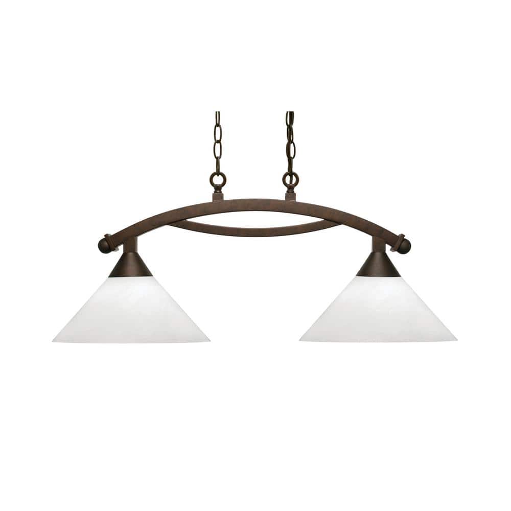 Bridgewater 2 Light Bronze Linear Chandelier, Any Room with 12 in. White Ma