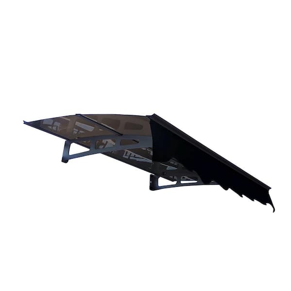 FIROMO 59 in. W x 34 in. D Polycarbonate Panel and Aluminum Door and Window Awnings with Baffles