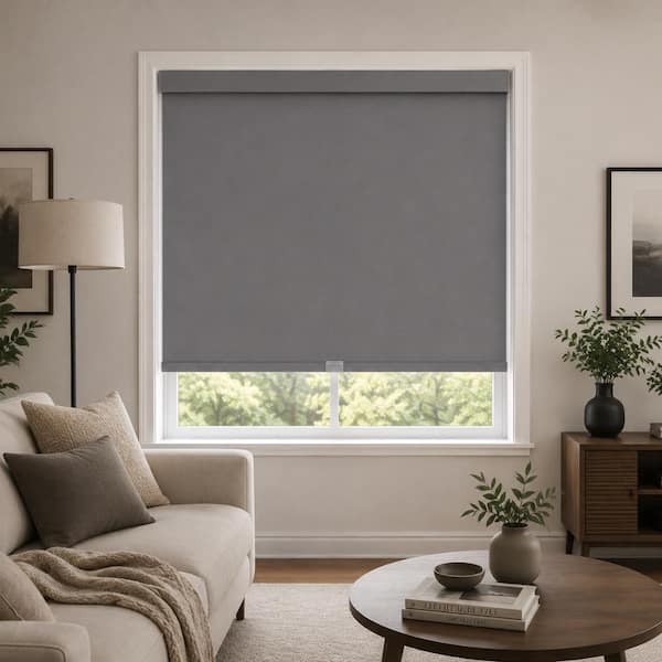 0860012562107 Grey Cordless Light-Blackout Polyester Roller Shades
