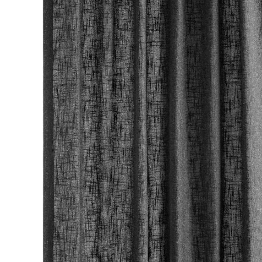 Slate Grey Faux Linen Light Filtering Curtain Panel, 50 x 96 Inches