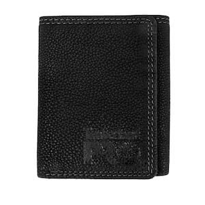 Men's RFID Leather Trifold Wallet with ID Window (Black/Bullard)