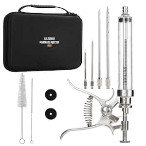 2 oz. Large Capacity Barrel Marinade Injector Gun Stainless Steel BBQ Meat Turkey Inject Kit and 4 Perforated Needles