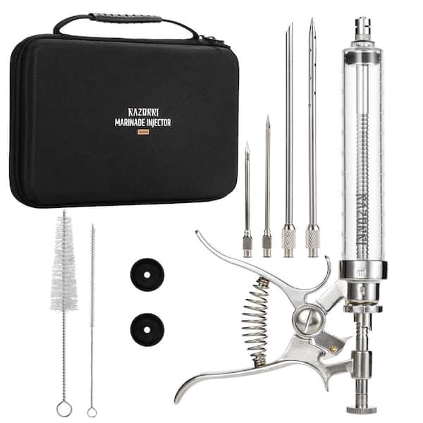 Grillman Heavy-Duty Stainless Steel Marinade Meat Injector Kit for  Grilling, Smoking and Roasting Meat; Includes 2-OZ Syringe, 3 Marinade  Needles