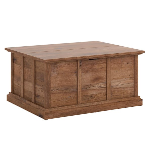 SAUDER Cottage Road 38.976 in. Vintage Oak Rectangular Engineered Wood Coffee Table with 2-Storage Sections