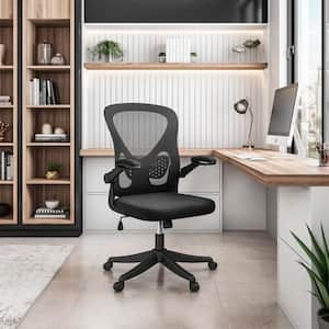 Mesh Adjustable Height Ergonomic Office Chair in Black with Flip-Up Arms and Lumbar Support