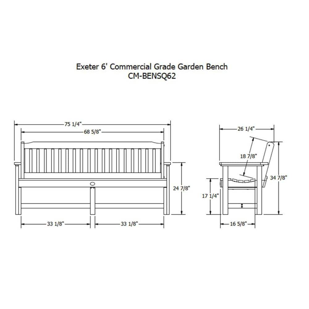 Eucalyptus 6ft Gray Commercial Grade Garden Bench