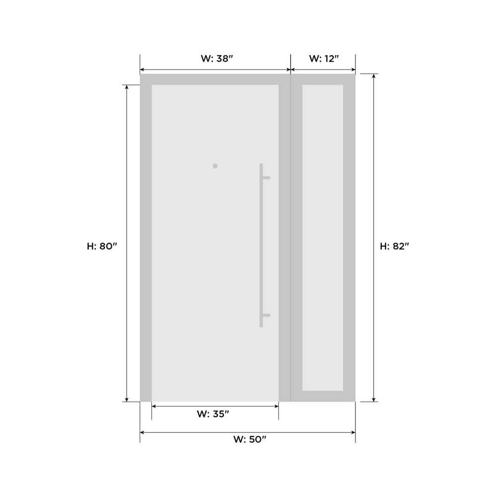 Modern Walnut Metal Exterior Door with Frosted Glass Sidelite