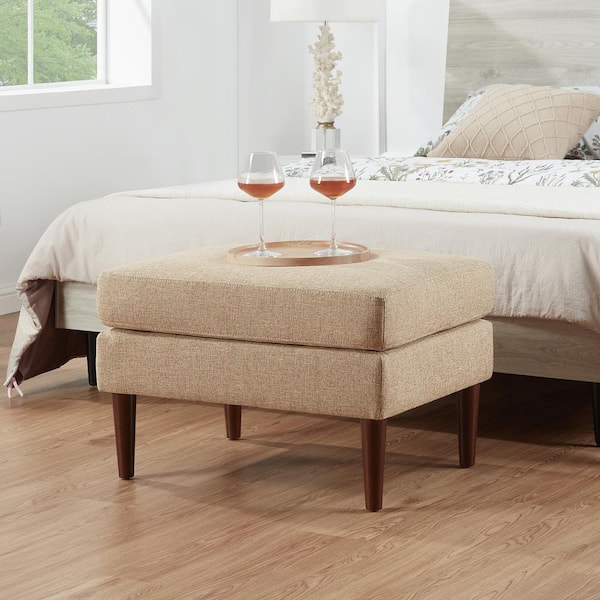 Designs4Comfort Marlow Mid Century Tan Fabric Rectangle Ottoman