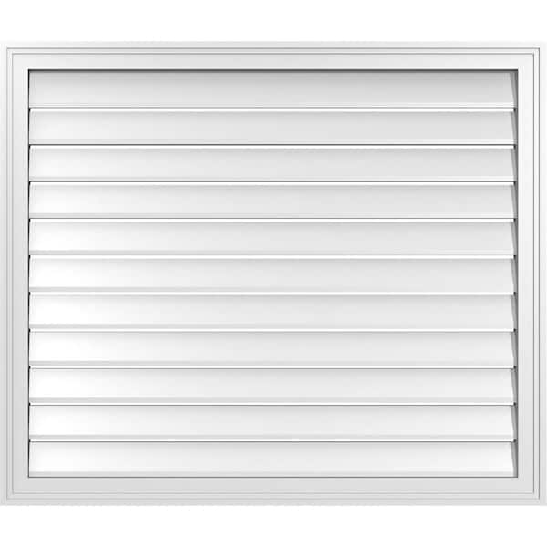 Ekena Millwork 40" x 34" Vertical Surface Mount PVC Gable Vent: Functional with Brickmould Frame