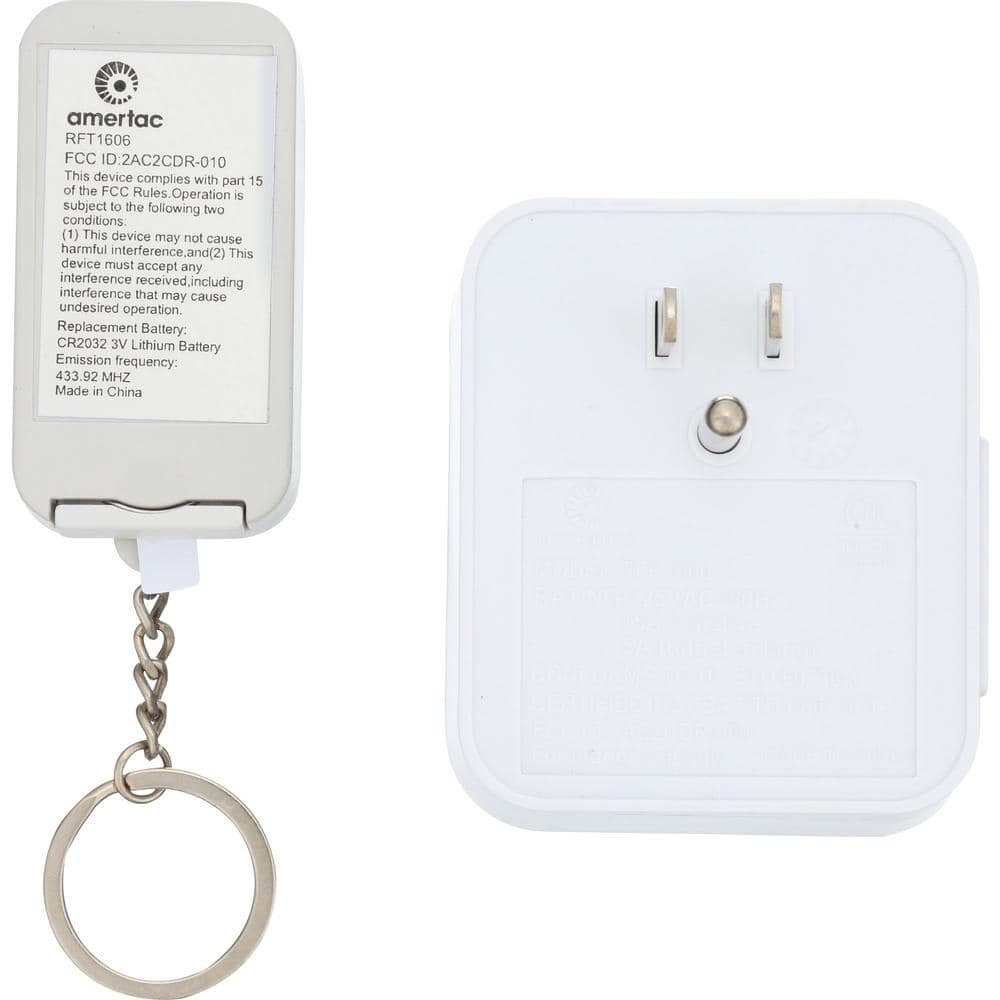 White Indoor Wireless Remote Control System with Single Grounded Outlet