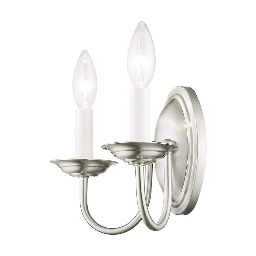 Elegant Traditional Brushed Nickel 2-Light Wall Sconce
