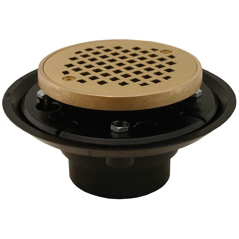 2 in. x 3 in. ABS Shower/Floor Drain w/4 in. Polished Brass Cast Round Strainer w/Ring-Fits Over 2 in. Sch. 40 DWV Pipe price history on PriceWatchPro