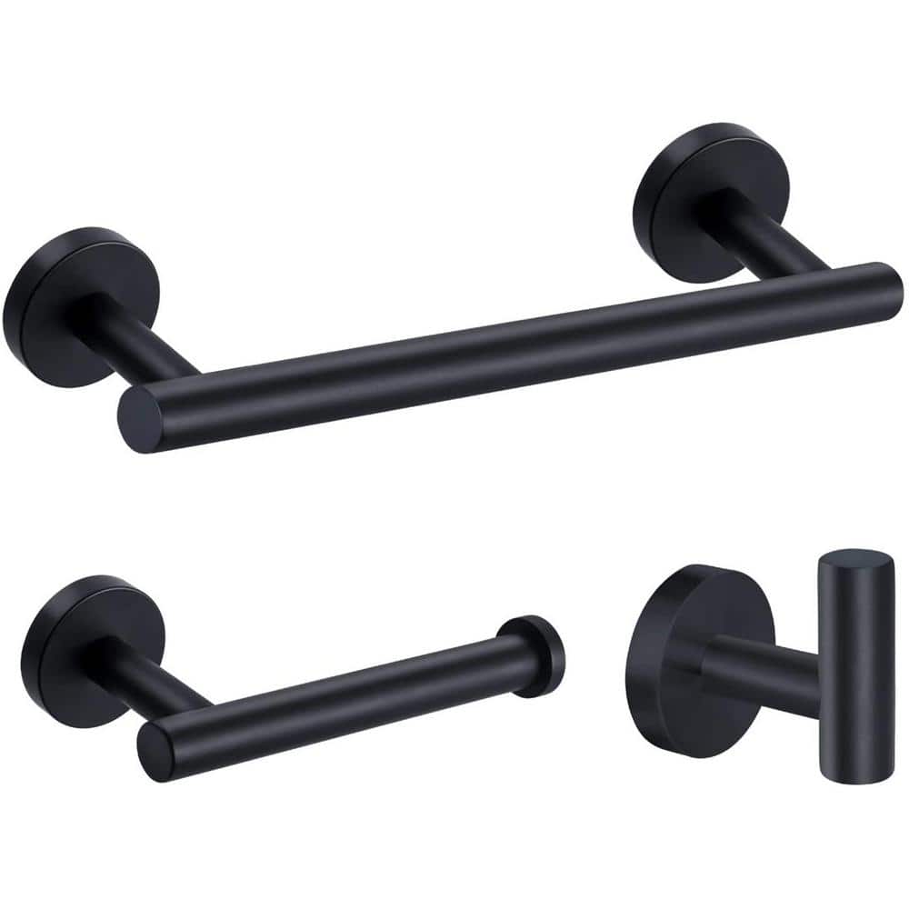 ruiling Porter 6- Piece Bath Hardware Set with Towel Ring Toilet Paper  Holder Towel Hook and Towel Bar in Stainless Steel Black ATK-216 - The Home  Depot