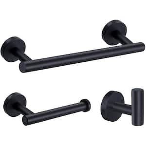 Porter 3-Piece Bath Hardware Set with Towel Hook and Toilet Paper Holder and 12 in. Towel Bar in Stainless Steel Black