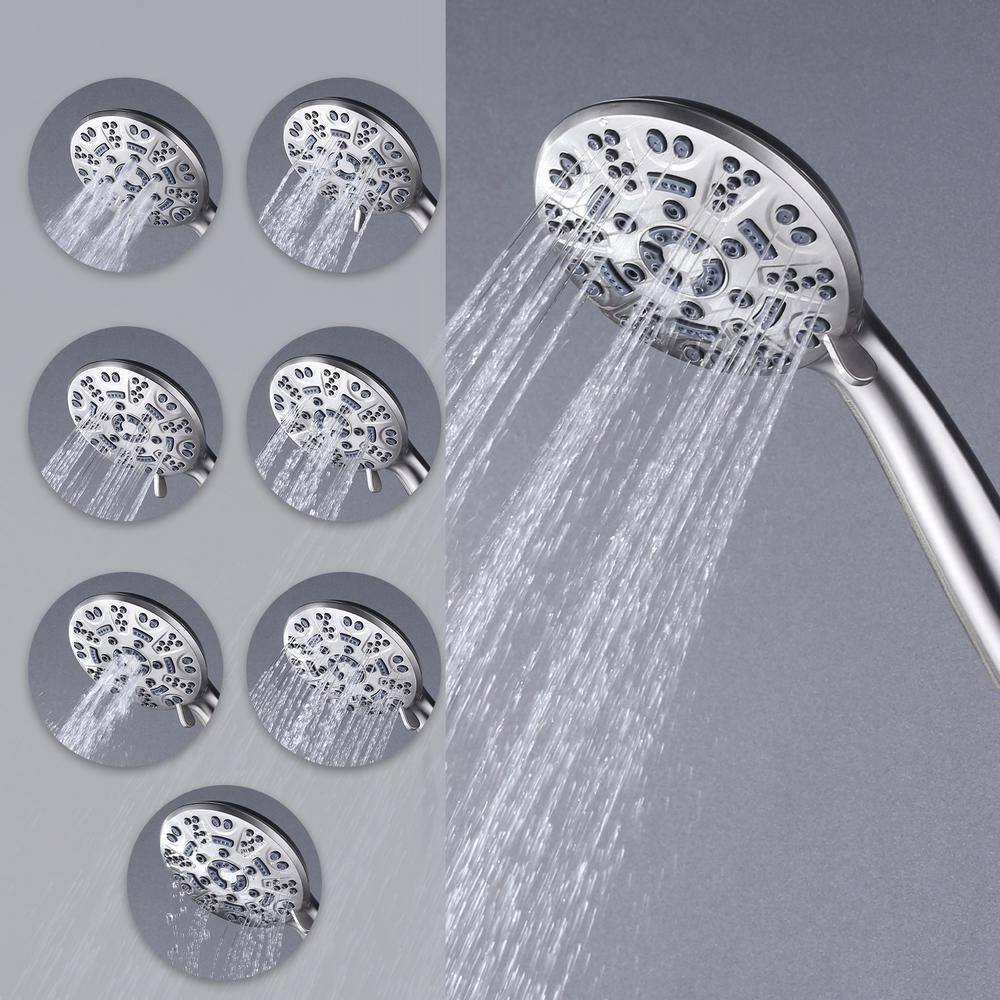 Brushed Nickel 7-Spray Wall Mounted Handheld Shower Faucet