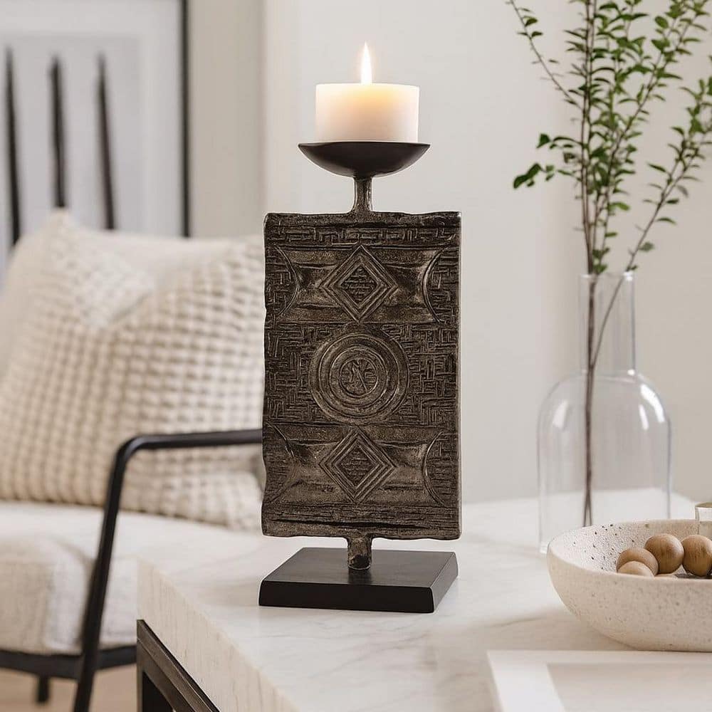 Bronze 17.5 in. x 7 in. Handmade Aluminum Artistic Candle Holder price history on PriceWatchPro