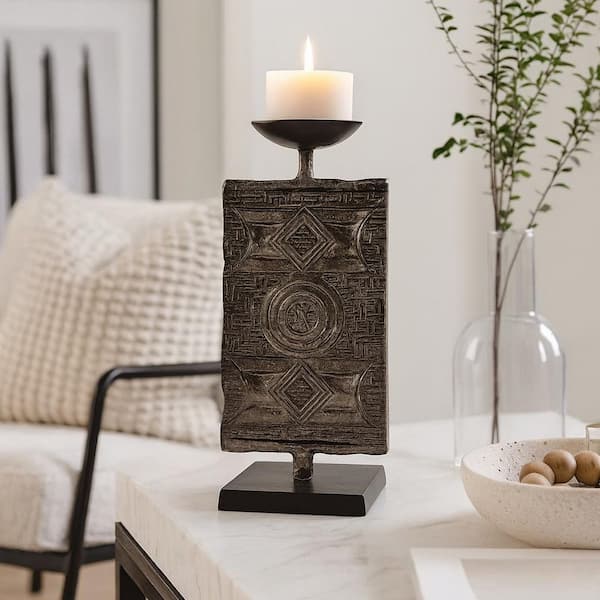castellousa Bronze 17.5 in. x 7 in. Handmade Aluminum Artistic Candle Holder