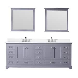Dukes 84 in. W x 22 in. D Dark Grey Double Bath Vanity, Cultured Marble Top, Faucet Set, and 34 in. Mirrors