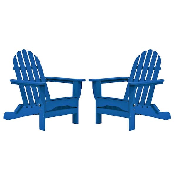 DUROGREEN Icon Royal Blue Recycled Plastic Folding Adirondack Chair (2-Pack)
