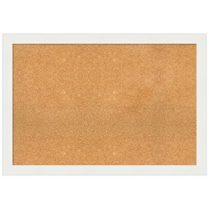 Vanity White 39.38 in. x 27.38 in. Narrow Framed Corkboard Memo Board