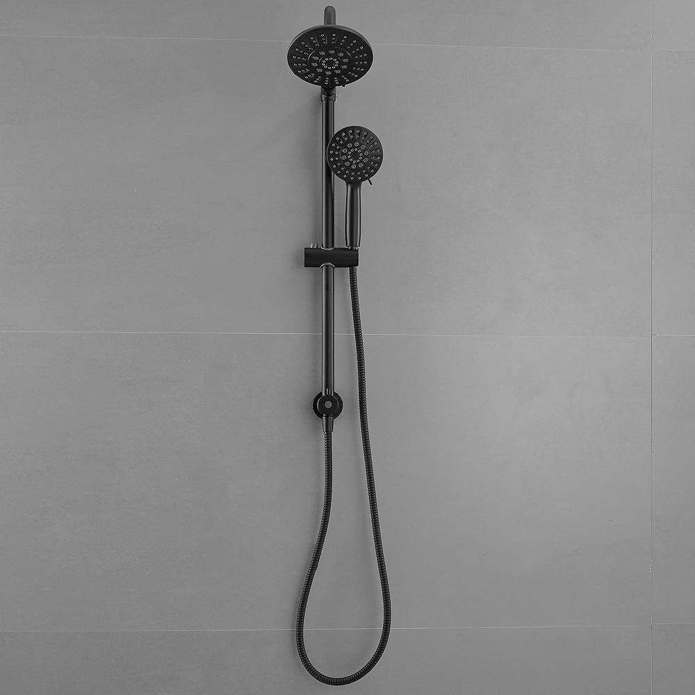Matte Black Wall Mounted Dual Shower Head with Stainless Steel Hose