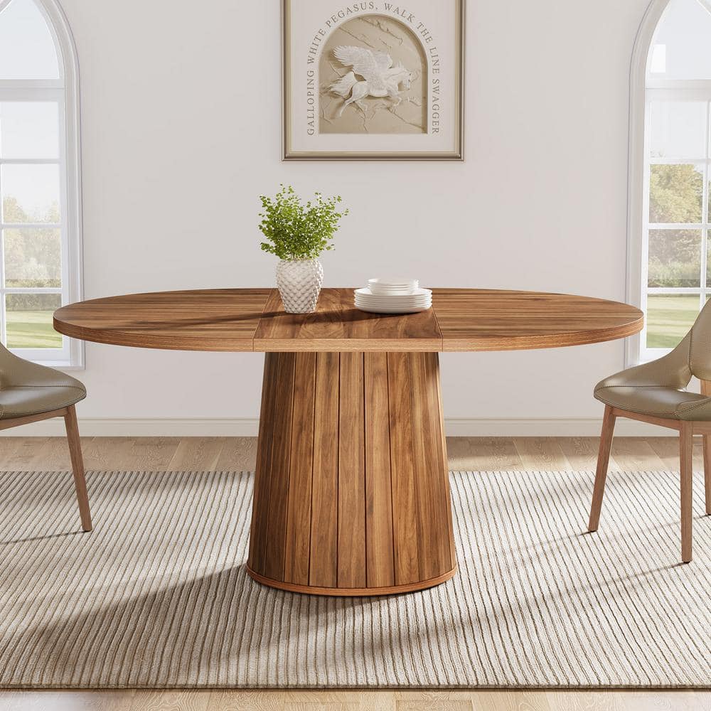 Rustic Brown Reclaimed Wood Oval Dining Table for Six