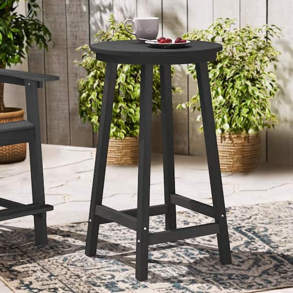 LUE BONA Sean 40 in. High Black Plastic Round Patio Bistro Table