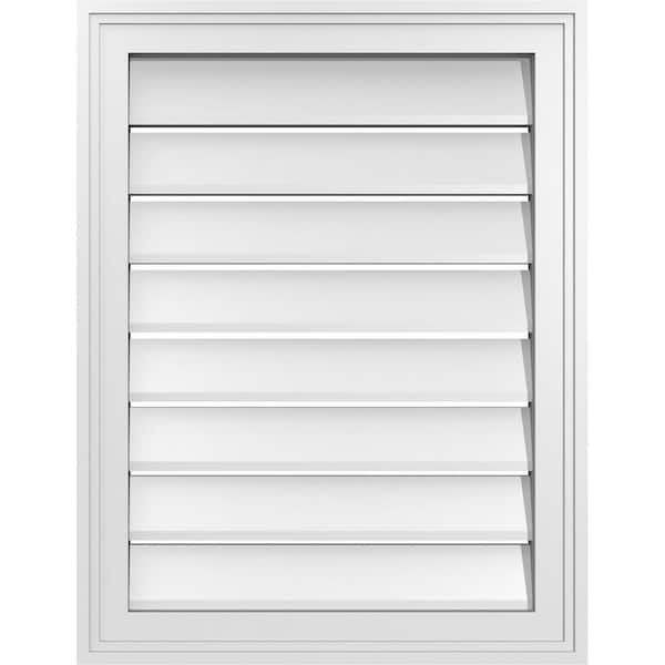 Ekena Millwork 20" x 26" Vertical Surface Mount PVC Gable Vent: Functional with Brickmould Frame