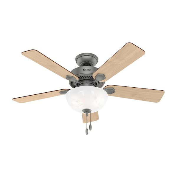 Hunter Swanson 44 in. Indoor Matte Silver Standard Ceiling Fan with LED Bulbs Included