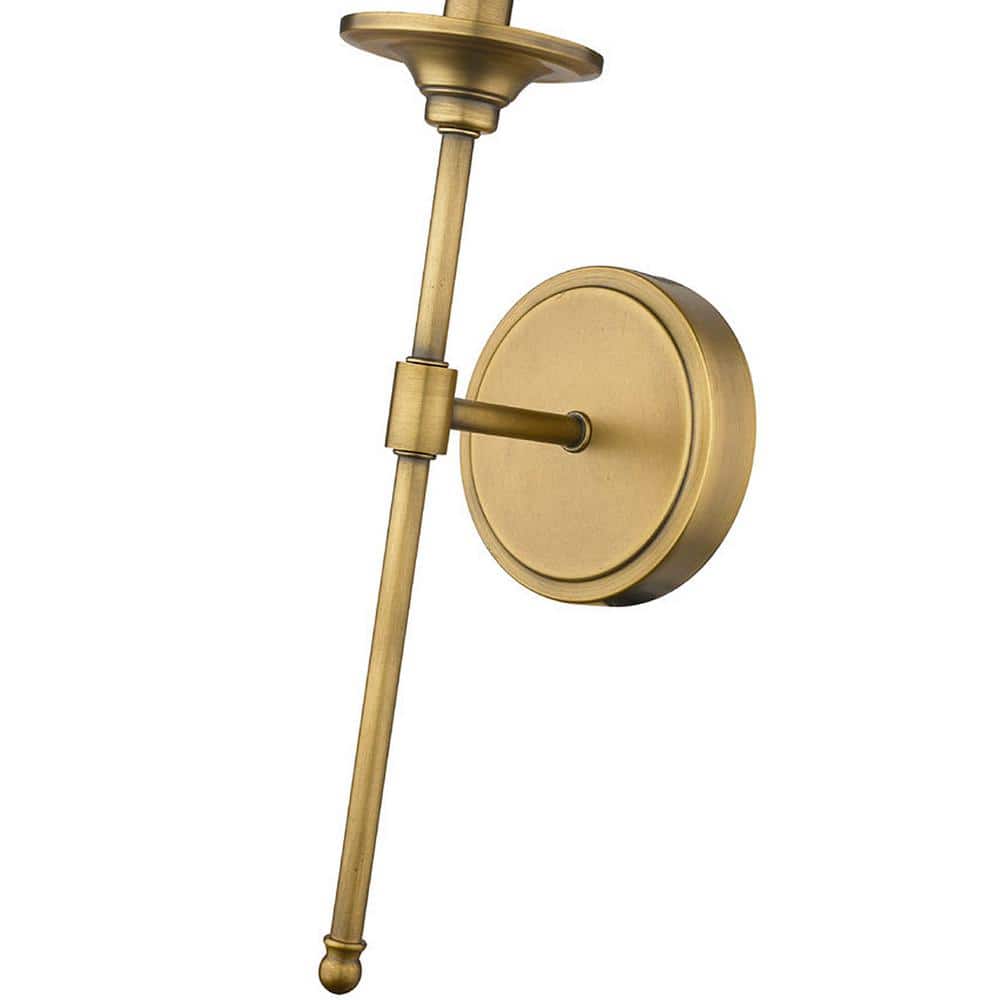 Emily Rubbed Brass 24" Wall Sconce with Off-White Shade