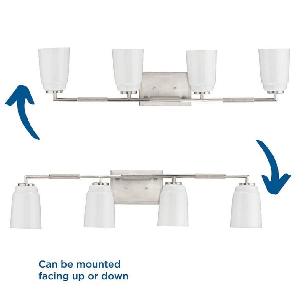Brushed Nickel 4-Light Vanity with Opal Glass Shades