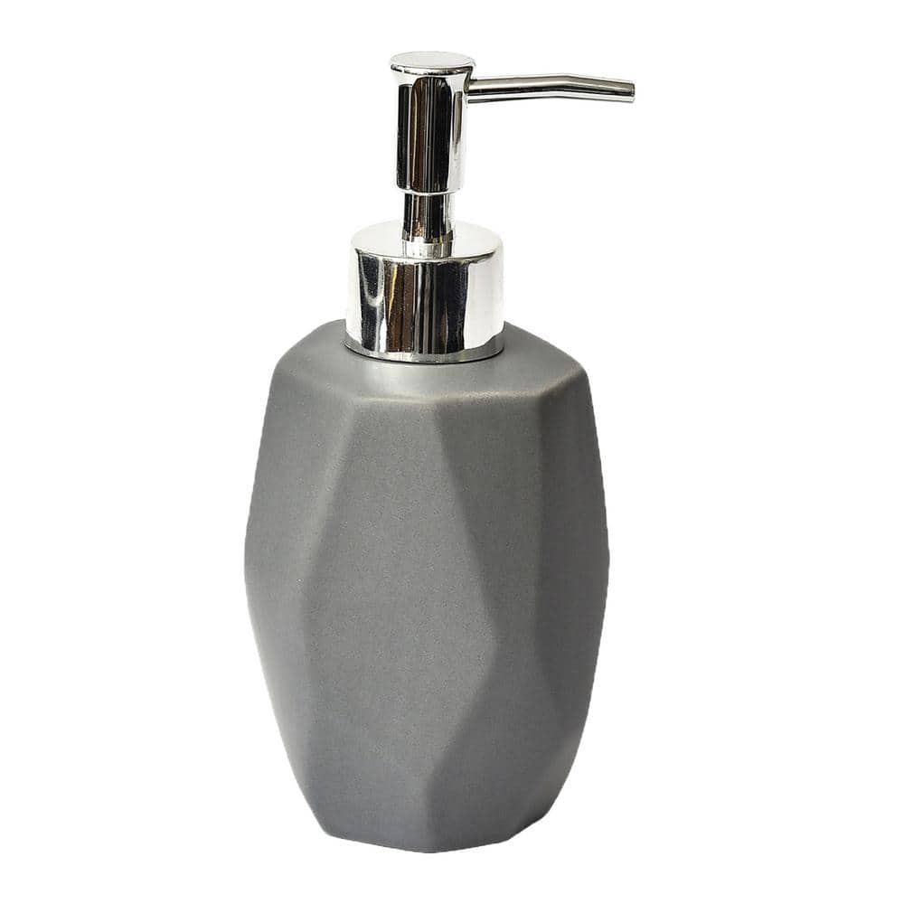 Gray Stoneware Diamond Shape Hand Soap Dispenser