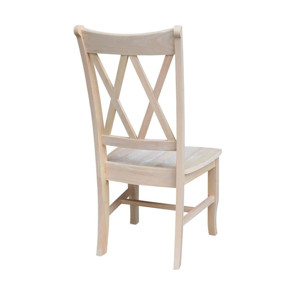 Elegant White Solid Wood High Cross-Back Side Chair, Set of 2